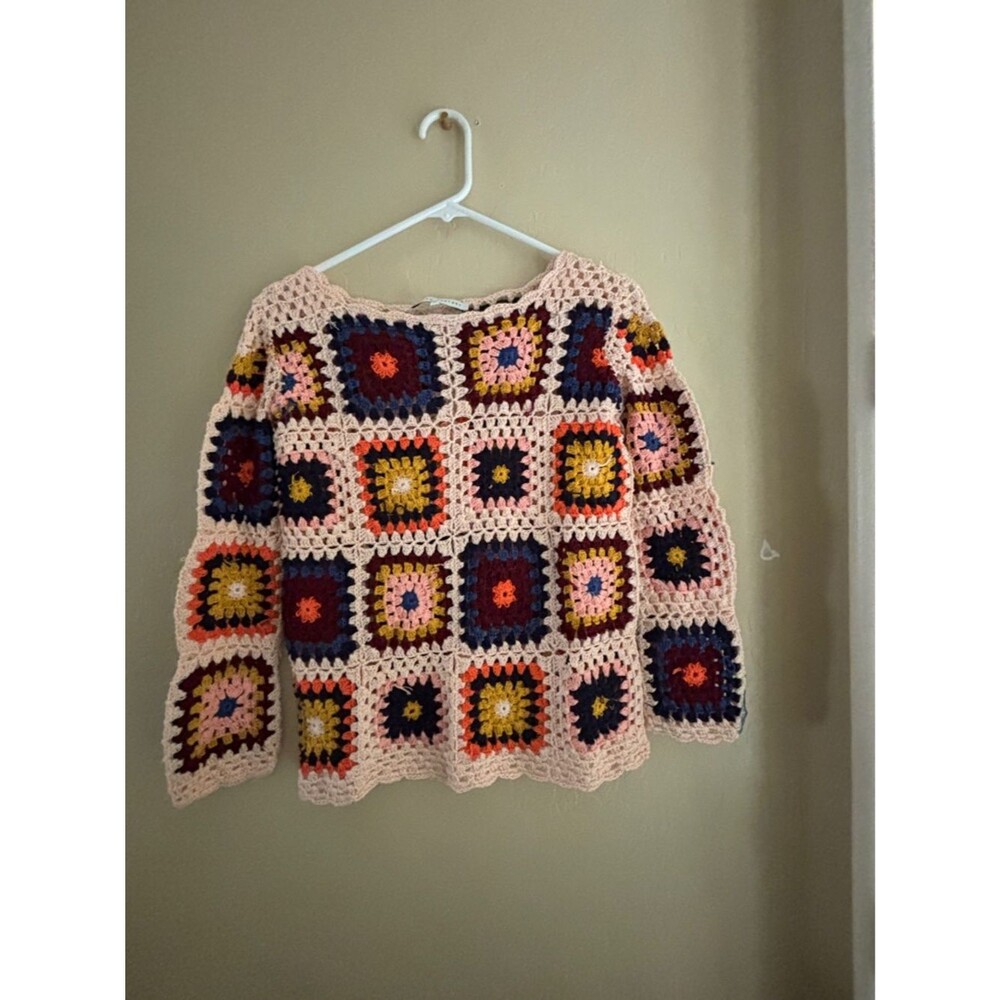 English Factory Saturday Sweater Boho Crochet Vintage Style Top Women's Small - Picture 2 of 13